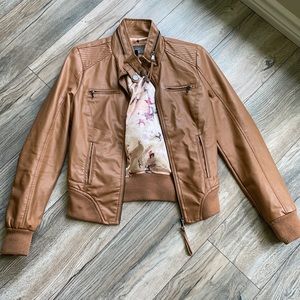 Tan Pleather Moto Jacket